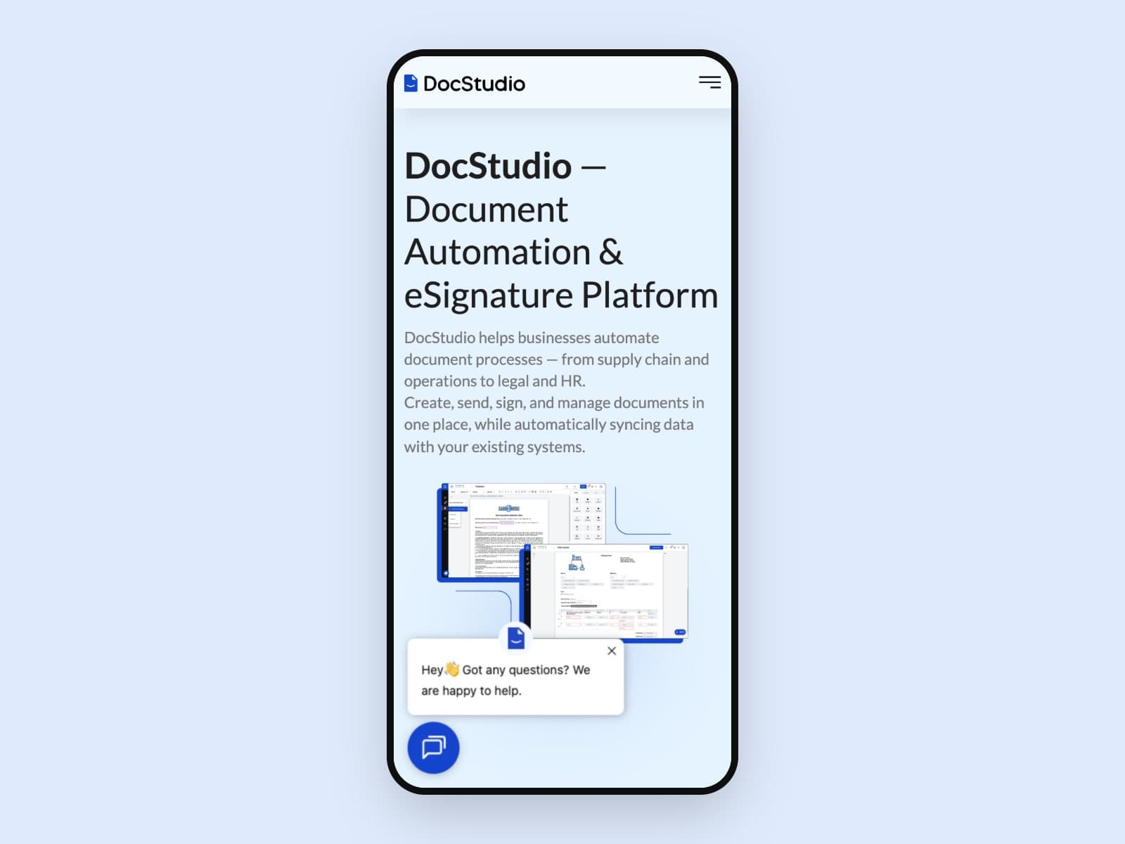 Мобільна версія сайту DocStudio