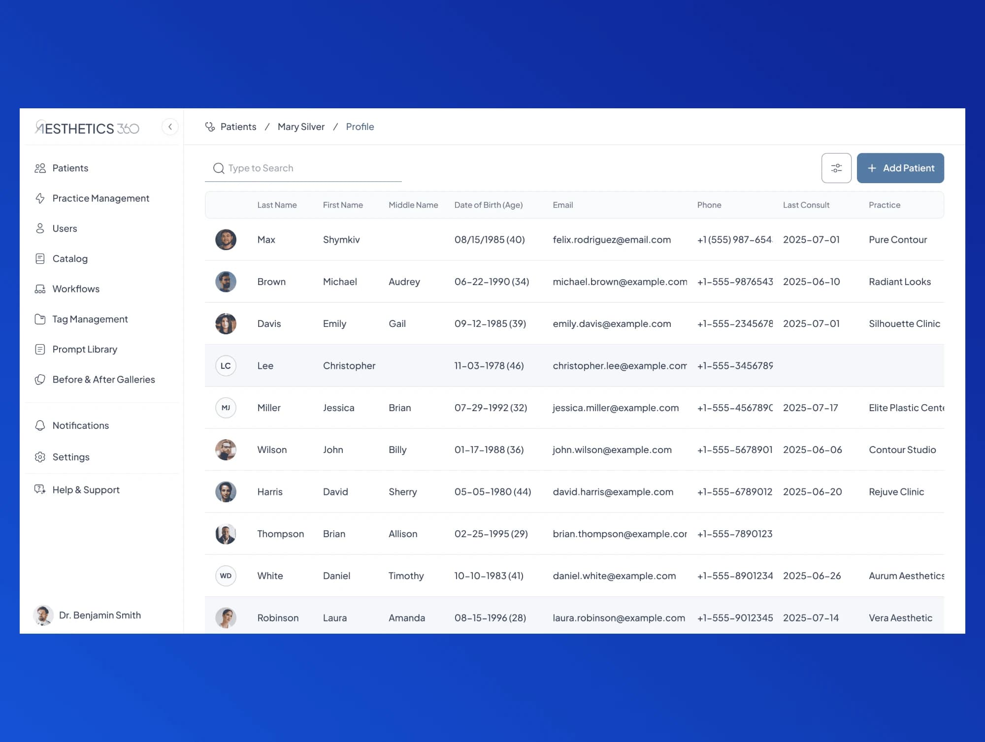 Таблиця пацієнтів у вебплатформі