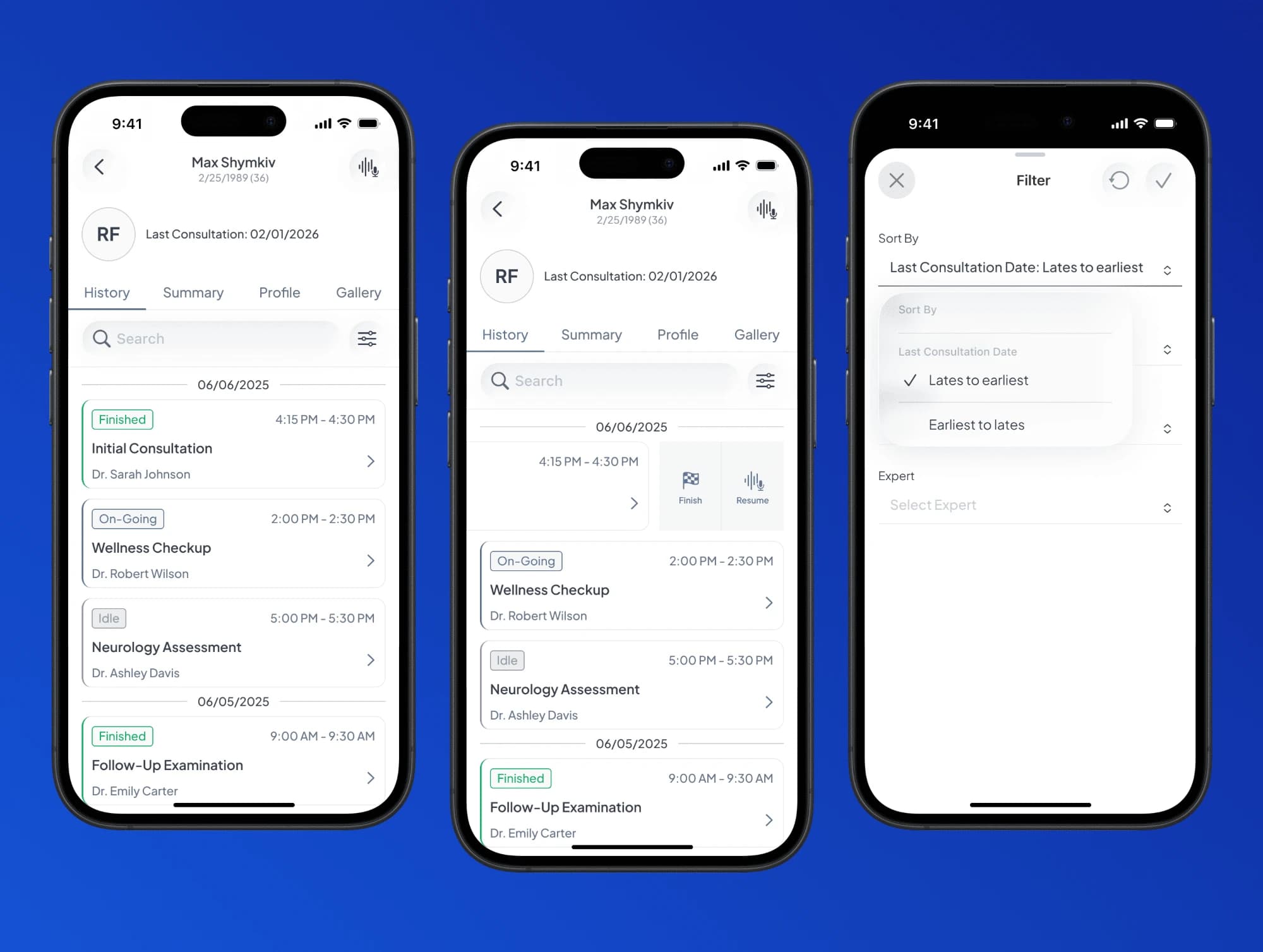 Історія консультацій пацієнта на iOS